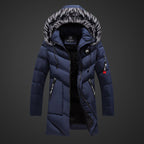 Exclusive Mid-length plus cashmere padded jacket — Dark blue — Size 4XL — Front View