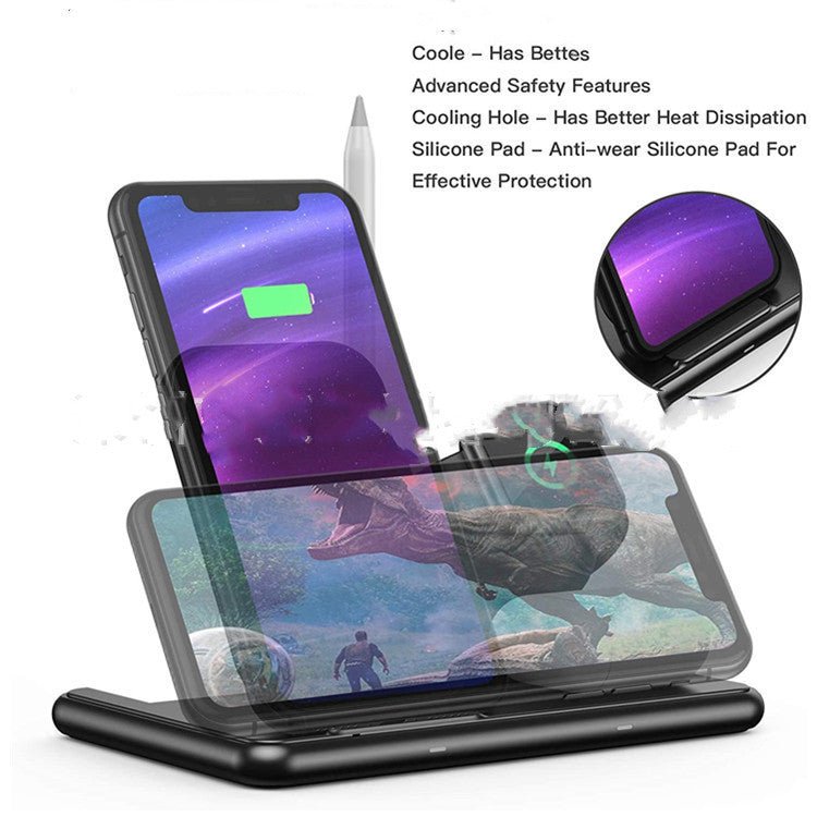 Exclusive Mobile Phone Watch Headset Wireless Charger — Black — Top View