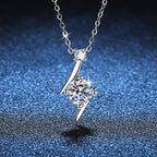 Exclusive Moissanite Clavicle Chain — 1Karat High Carbon Stone — Size 925 Silver — Front View