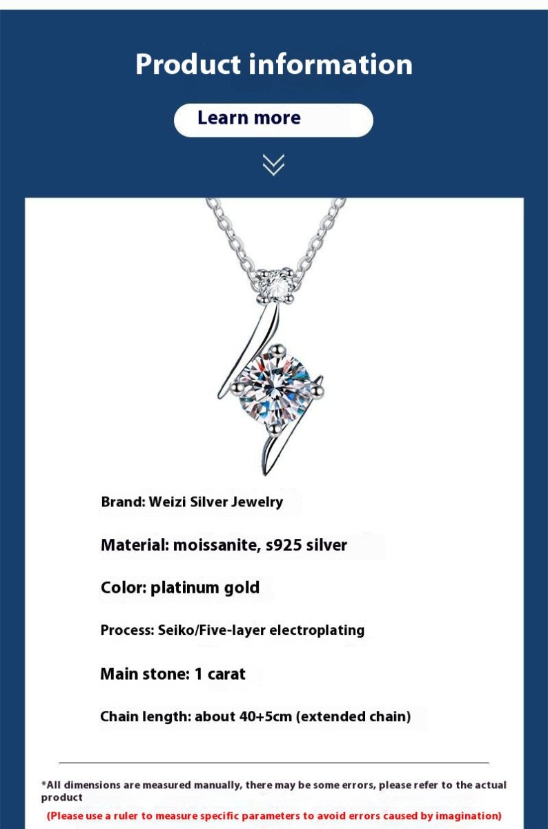Exclusive Moissanite Clavicle Chain — 1Karat High Carbon Stone — Size 925 Silver — Alternate View 8