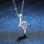 Exclusive Moissanite Clavicle Chain — 1Karat High Carbon Stone — Size 925 Silver — Back View