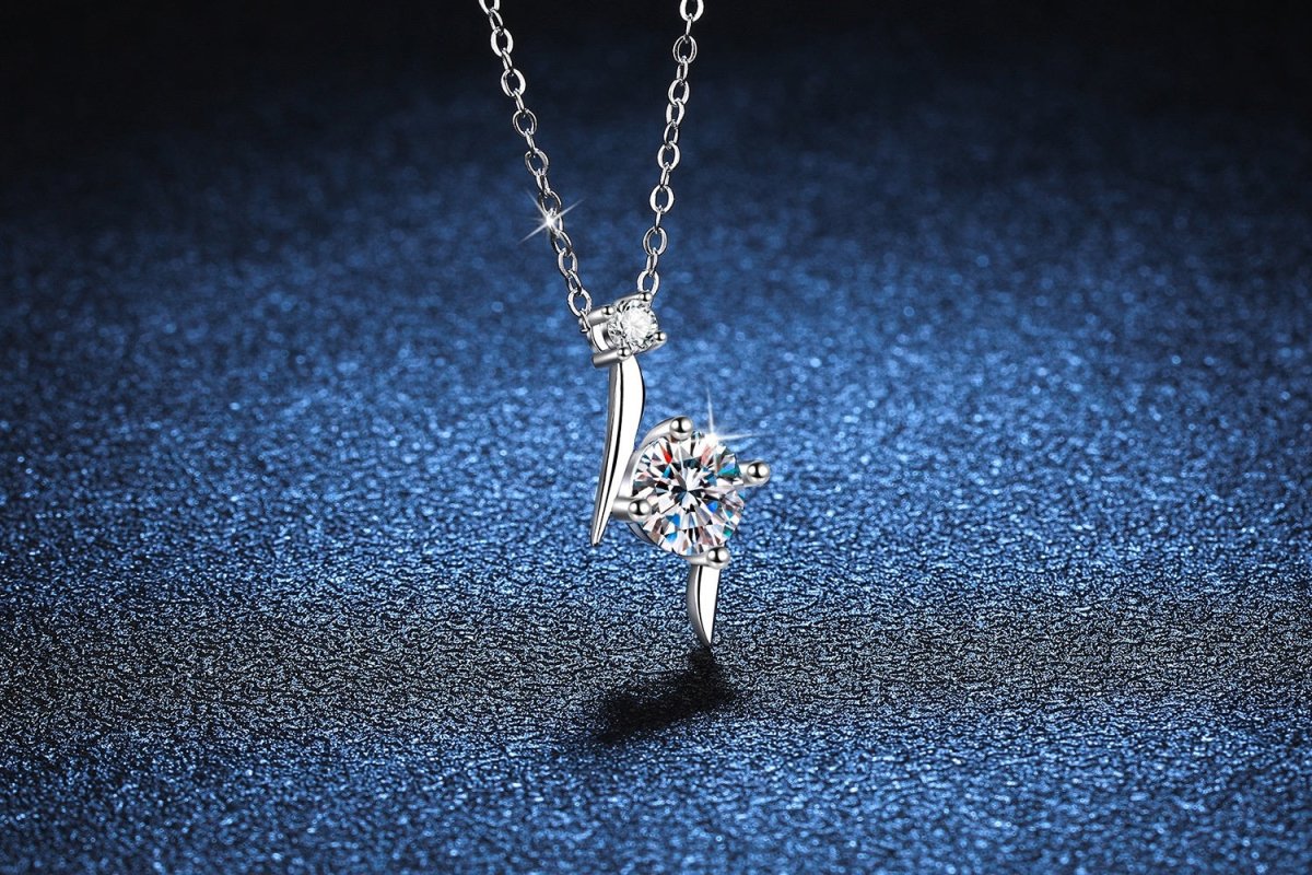 Exclusive Moissanite Clavicle Chain — 1Karat High Carbon Stone — Size 925 Silver — Lifestyle View