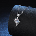 Exclusive Moissanite Clavicle Chain — 1Karat High Carbon Stone — Size 925 Silver — Side View