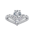 Exclusive Moissanite Ring Women's Crown Sterling Silver — K1248_white Moissanite Ring — Size No6 — Top View