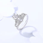 Exclusive Moissanite Ring Women's Crown Sterling Silver — K1248_white Moissanite Ring — Size No6 — Front View