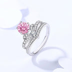 Exclusive Moissanite Ring Women's Crown Sterling Silver — K1248_white Moissanite Ring — Size No6 — Back View