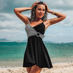Exclusive Ms Song, The New Swimsuit Printed Skirt Fission Swimsuit Bik — Black — Size 2XL — Alternate View 7