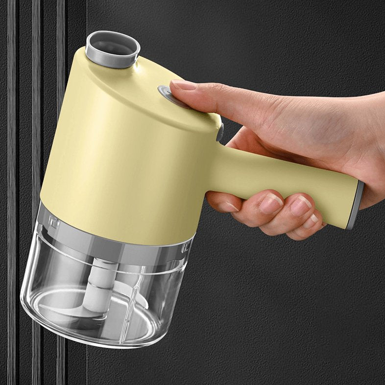Exclusive Multi-functional Electric Vegetable Cutter — Yellow Gatling Chopper — Side View