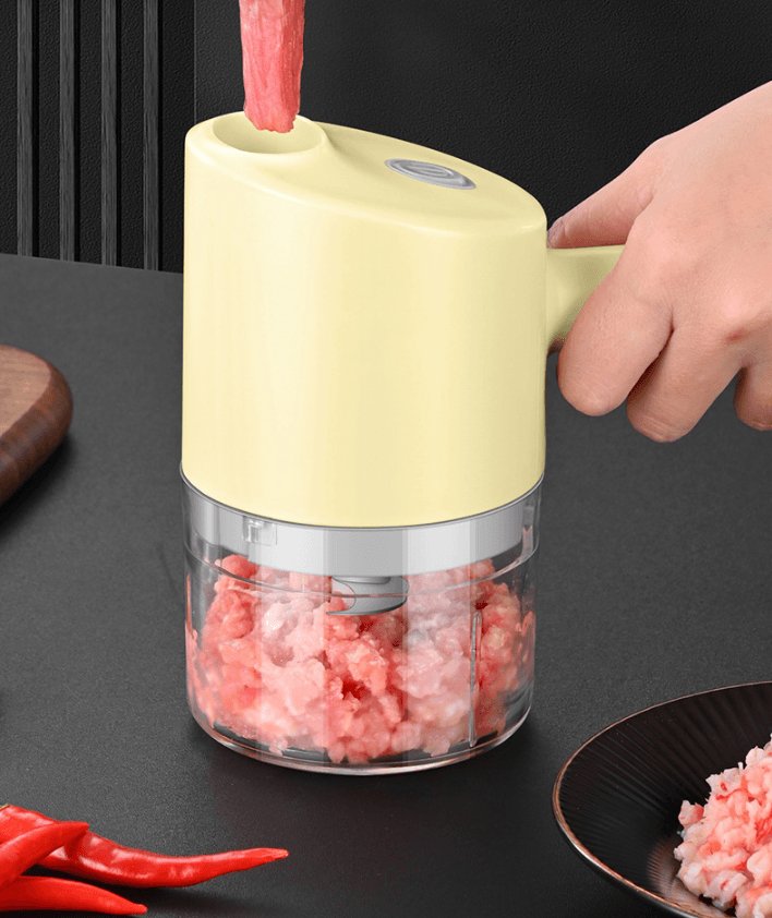 Exclusive Multi-functional Electric Vegetable Cutter — Yellow Gatling Chopper — Lifestyle View
