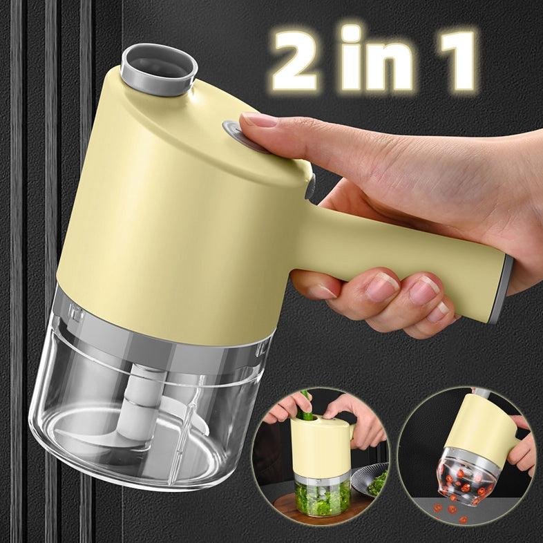Exclusive Multi-functional Electric Vegetable Cutter — Yellow Gatling Chopper — Front View