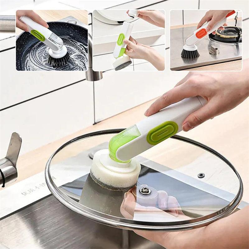 Exclusive Multi-Functional Liquid-Filled Cleaning Brush — White And Green — Side View