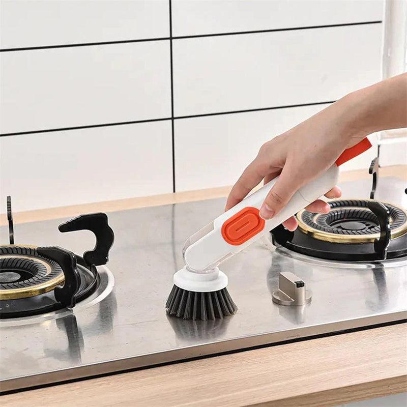 Exclusive Multi-Functional Liquid-Filled Cleaning Brush — White And Green — Detail View