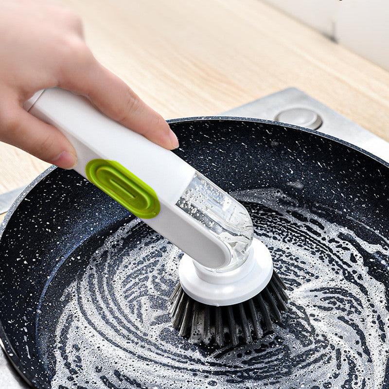 Exclusive Multi-Functional Liquid-Filled Cleaning Brush — White And Green — Top View