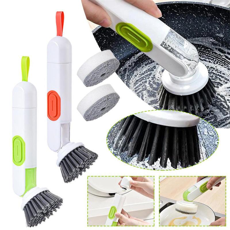 Exclusive Multi-Functional Liquid-Filled Cleaning Brush — White And Green — Front View