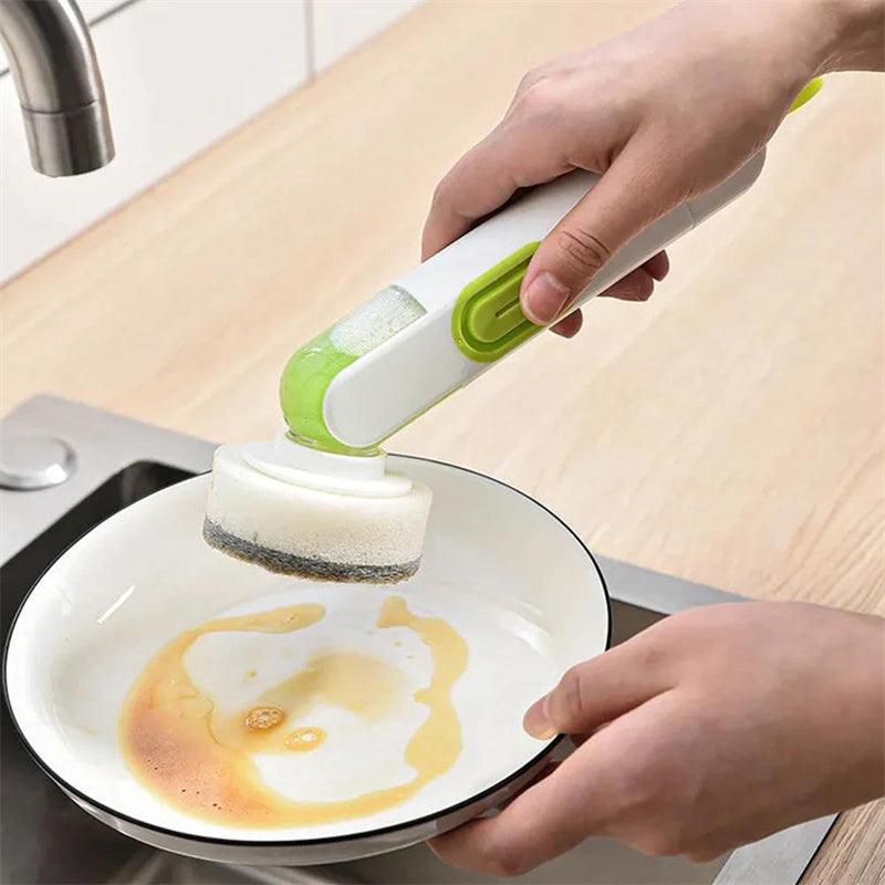 Exclusive Multi-Functional Liquid-Filled Cleaning Brush — White And Green — Back View