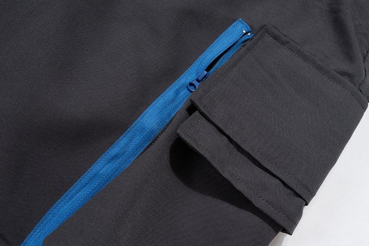 Exclusive Multi-pocket Contrast Zip Casual Baggy Pants — Dark Grey — Size 2XL — Alternate View 8