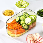 Exclusive Multifunction Transparent Vegetable Cutter — Veneer cutter Drainage basket — Size 3blades — Side View
