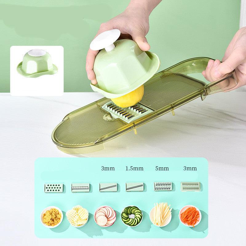 Exclusive Multifunction Transparent Vegetable Cutter — Veneer cutter Drainage basket — Size 3blades — Top View