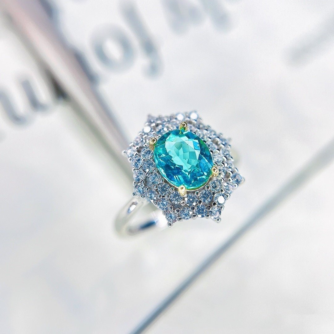 Exclusive Natural Apatite Ring — White Green — Top View