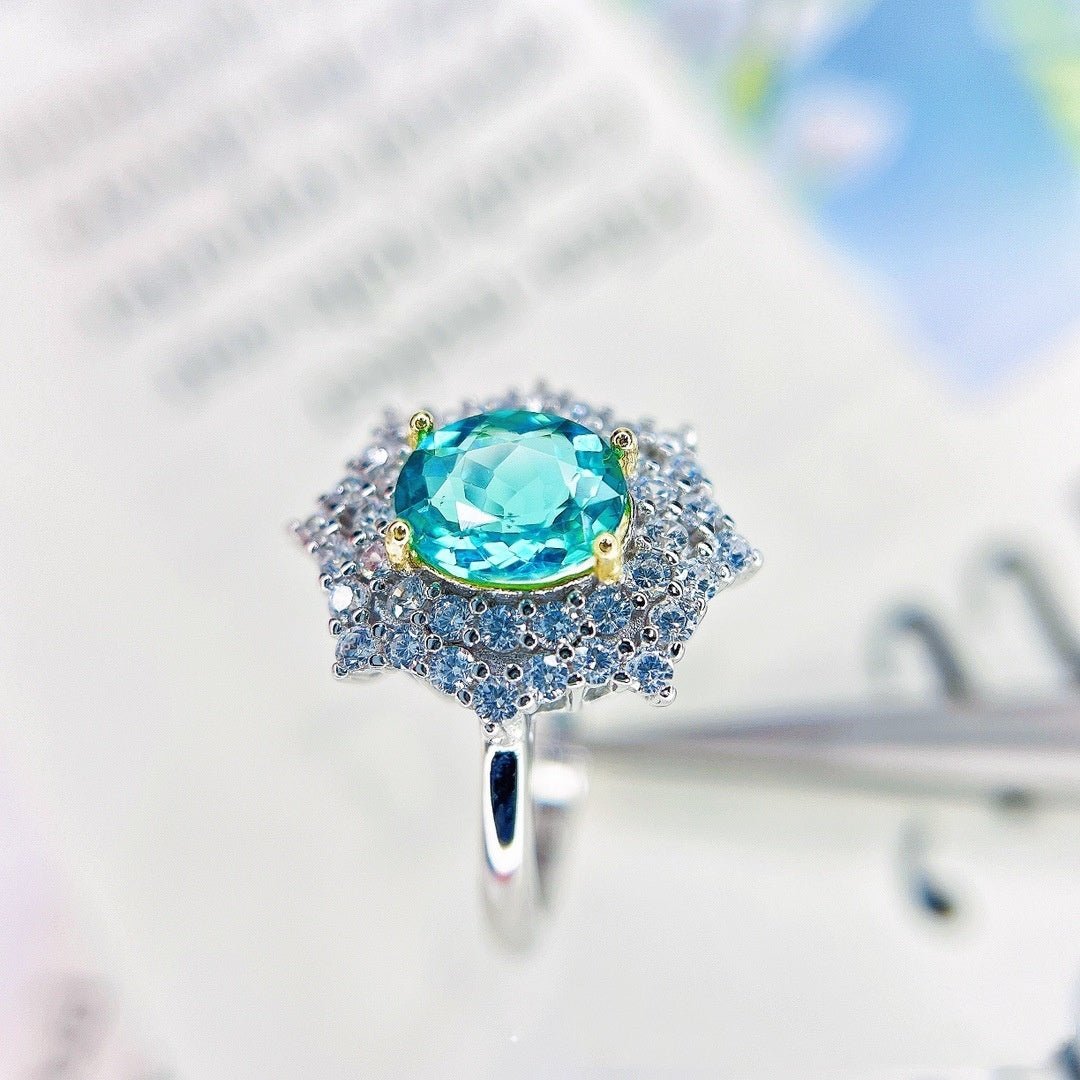 Exclusive Natural Apatite Ring — White Green — Detail View