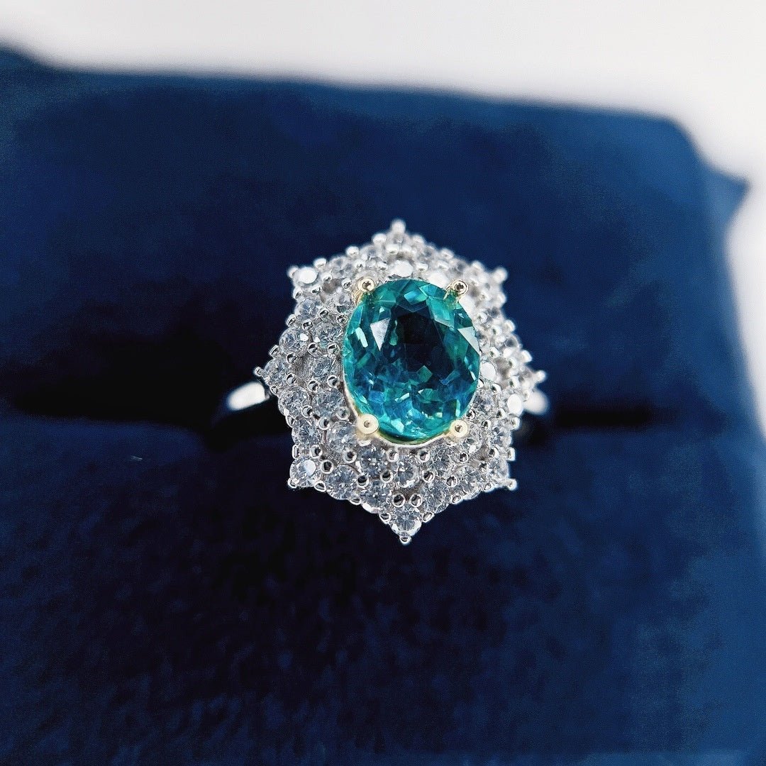 Exclusive Natural Apatite Ring — White Green — Back View