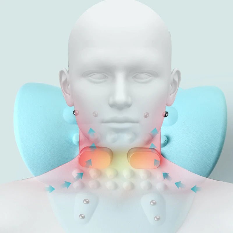 Exclusive Neck Massager Adults Cervical Spine Relief — Blue — Top View