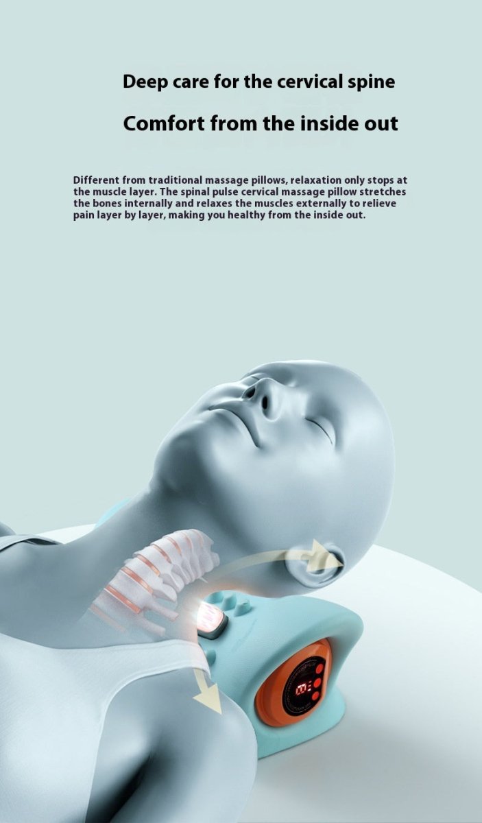 Exclusive Neck Massager Adults Cervical Spine Relief — Blue — Back View
