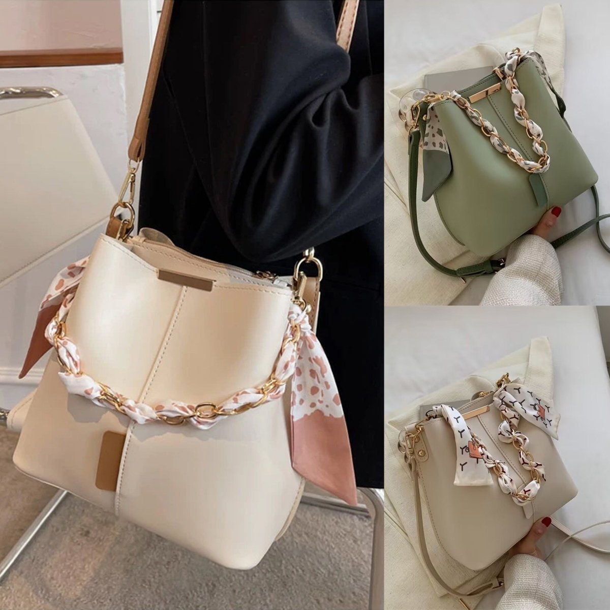 Exclusive New Autumn And Winter Women's Crossbody Fashion Bag — White — Front View
