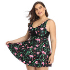 Exclusive New European And American Large Size Split Swimsuit — Green — Size 2XL — Side View