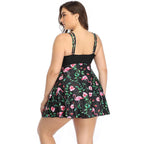 Exclusive New European And American Large Size Split Swimsuit — Green — Size 2XL — Back View