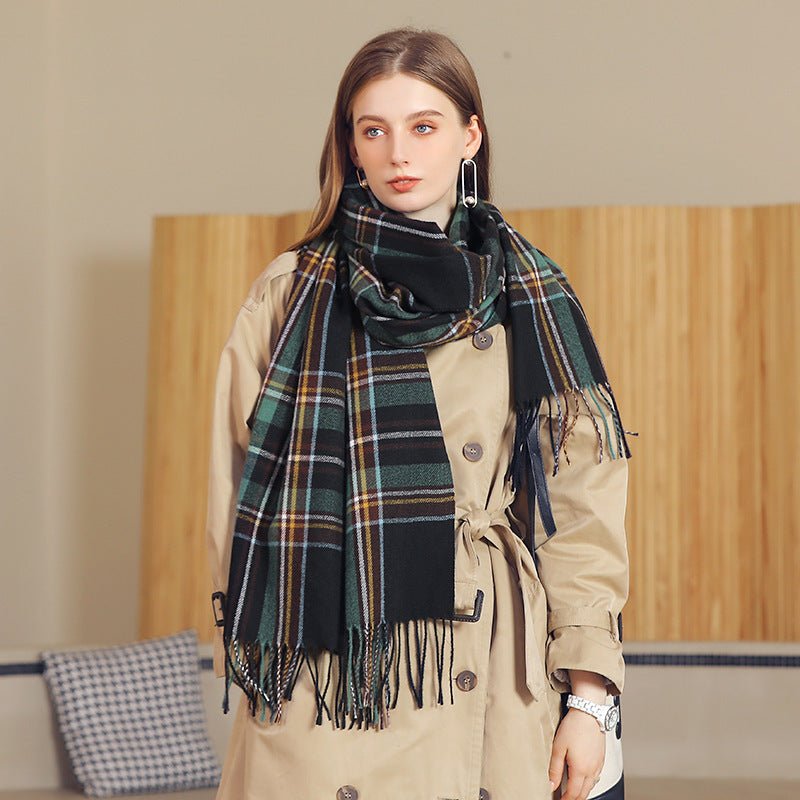 Exclusive New Winter Scarf For Women — Red lattice — Front View