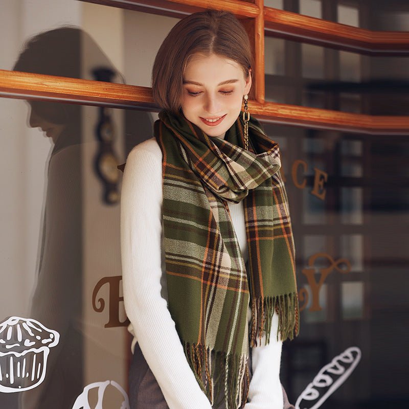 Exclusive New Winter Scarf For Women — Red lattice — Back View