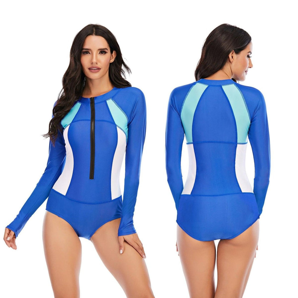 Exclusive One-Piece Long-Sleeved Surfing Suit — Black B — Size 2XL — Top View