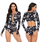 Exclusive One-Piece Long-Sleeved Surfing Suit — Black B — Size 2XL — Lifestyle View