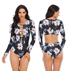 Exclusive One-Piece Long-Sleeved Surfing Suit — Black B — Size 2XL — Side View