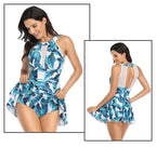 Exclusive One-Piece Swimsuit Large Size Mesh Skirt Multicolor Printed Swimsuit — A — Size 2XL — Alternate View 16