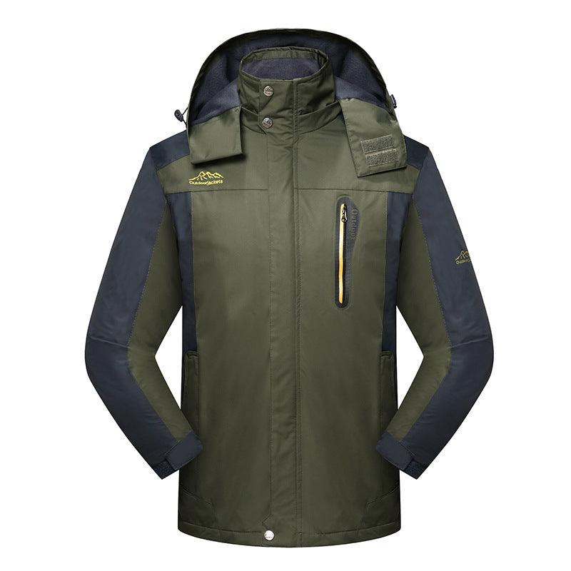 Exclusive Outdoor Wear-resistant Men's Polyester Coat — Army Green — Size 4XL — Top View
