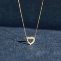Exclusive Overlapping Double Hollow Heart Necklace — White Gold Color — Size 925 Silver — Front View