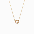 Exclusive Overlapping Double Hollow Heart Necklace — White Gold Color — Size 925 Silver — Back View