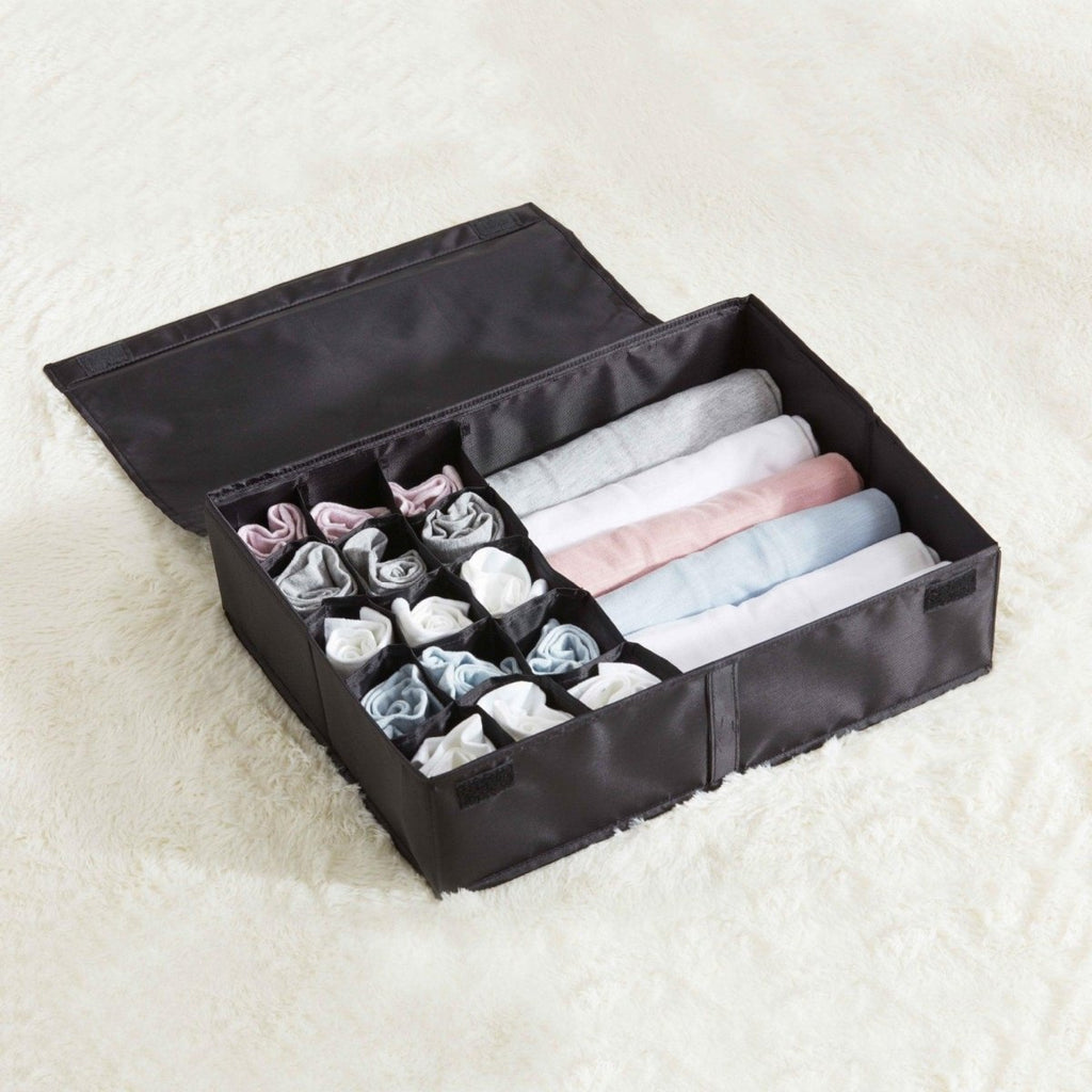 Exclusive Oxford Burger Underwear Socks Storage Box — Black — Lifestyle View