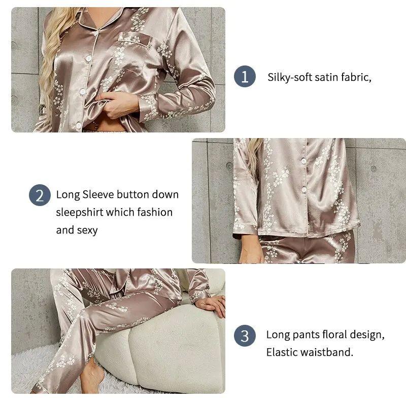 Exclusive Pajama Set Long Sleeved Women — Blue — Size L — Detail View