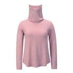 Exclusive Women's Bottoming Shirt Half High Neck Slim Long Sleeves — Blue — Size 2XL — Lifestyle View