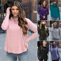 Exclusive Women's Bottoming Shirt Half High Neck Slim Long Sleeves — Blue — Size 2XL — Front View