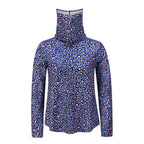 Exclusive Women's Bottoming Shirt Half High Neck Slim Long Sleeves — Blue — Size 2XL — Detail View