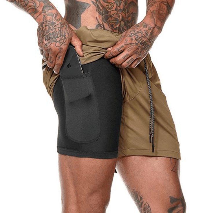 Exclusive Men's Pocket Compression Shorts — Army green camouflage — Size 2XL — Alternate View 21