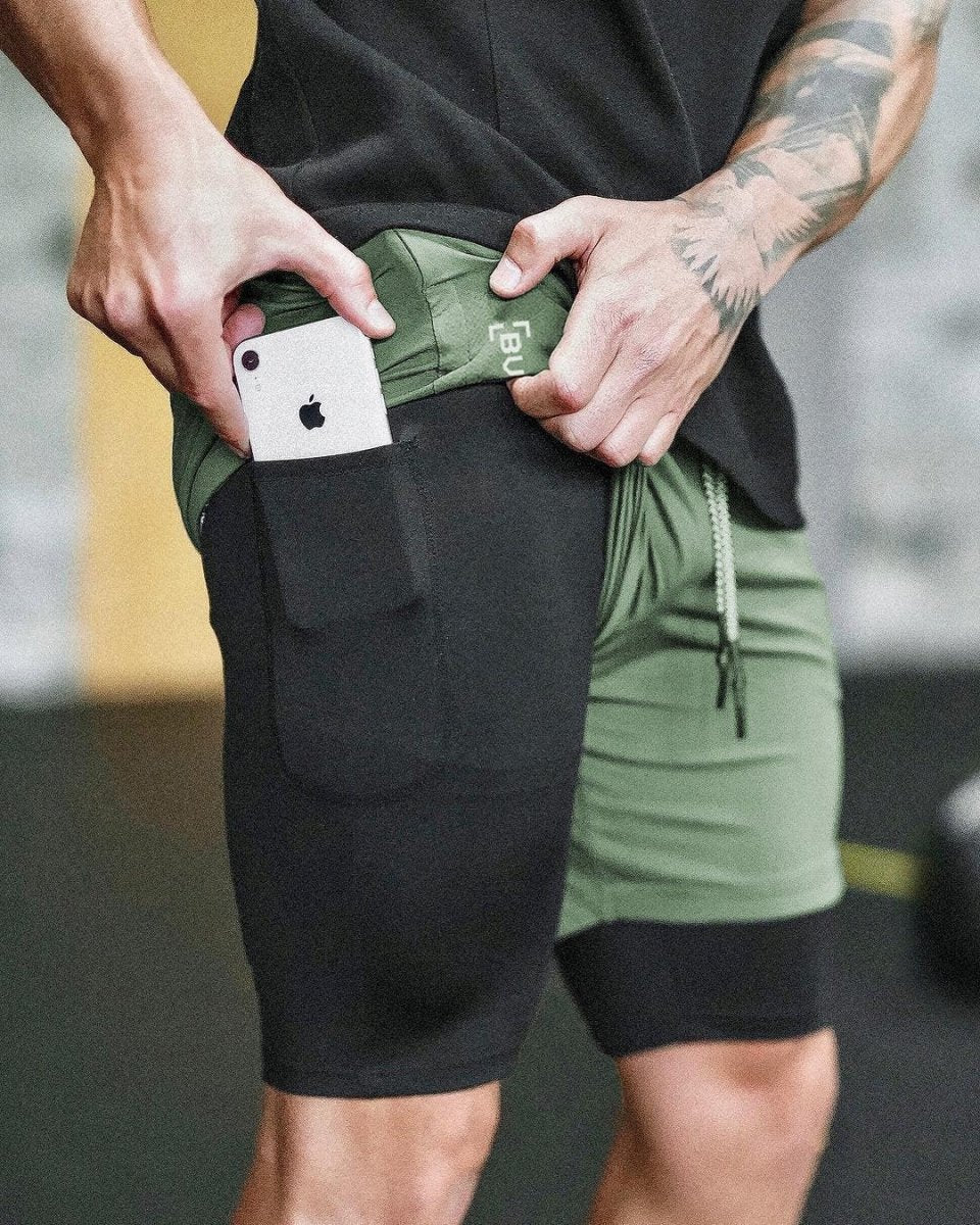 Exclusive Men's Pocket Compression Shorts — Army green camouflage — Size 2XL — Alternate View 19