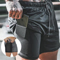 Exclusive Men's Pocket Compression Shorts — Army green camouflage — Size 2XL — Front View
