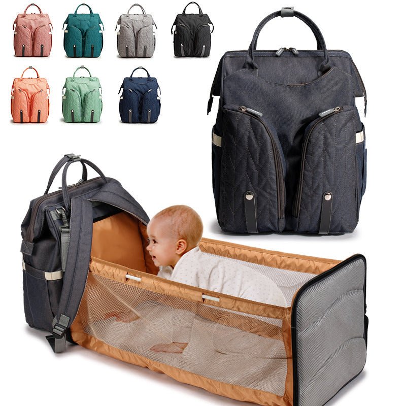 Exclusive Portable Folding Crib Mummy Bag — Black — Front View