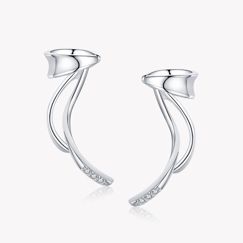Exclusive Premium Sense No Piercing Ear Clips — Silver — Front View