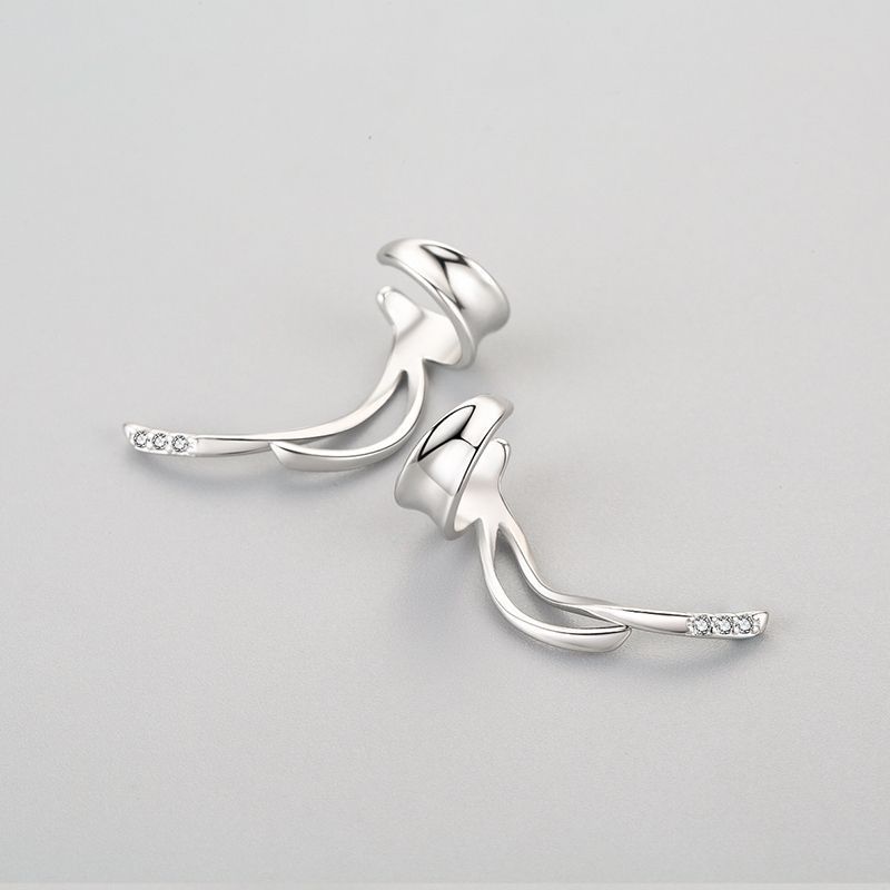 Exclusive Premium Sense No Piercing Ear Clips — Silver — Side View